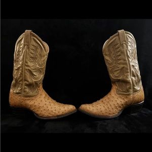 TONY LAMA Ostrich Cowboy Boots Size 9.5